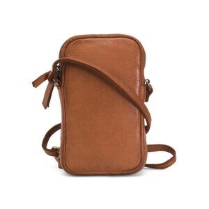 MARTA PONTI Tan Leather Mobile Smooth Crossbody